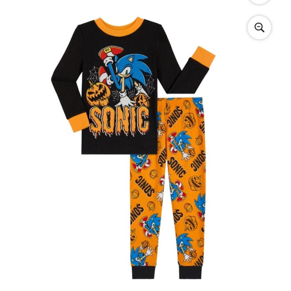 Sonic the Hedgehog Boys Halloween Snug Fit Long Sleeve Top Pajama Set Size 4 NEW